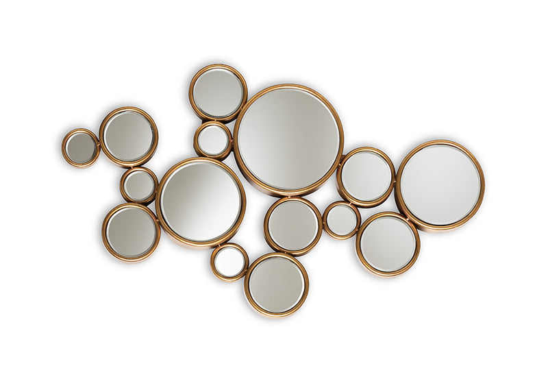 Decon Modern and Contemporary Antique Gold Finished Bubble Accent Wall Mirror