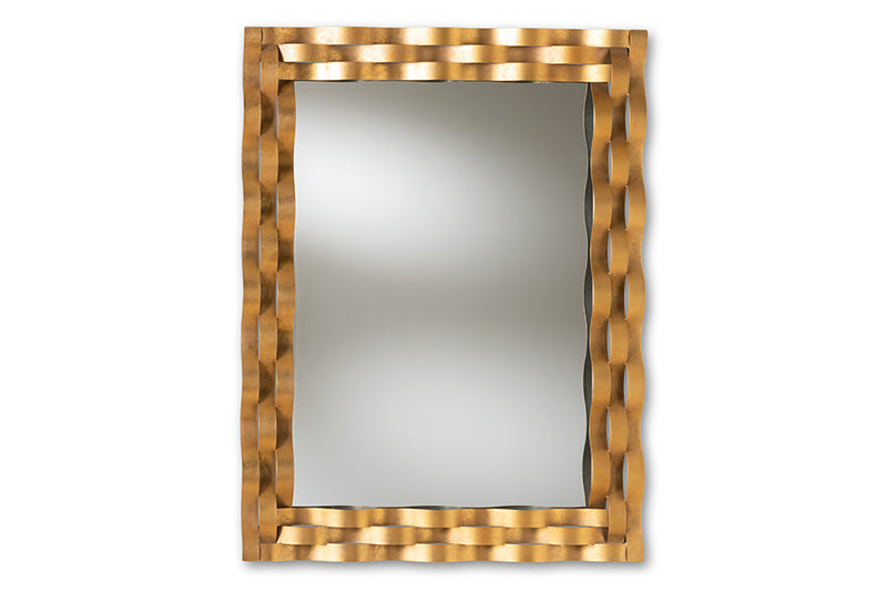 Redmond Antique Gold Finished Rectangular Accent Wall Mirror Baxton