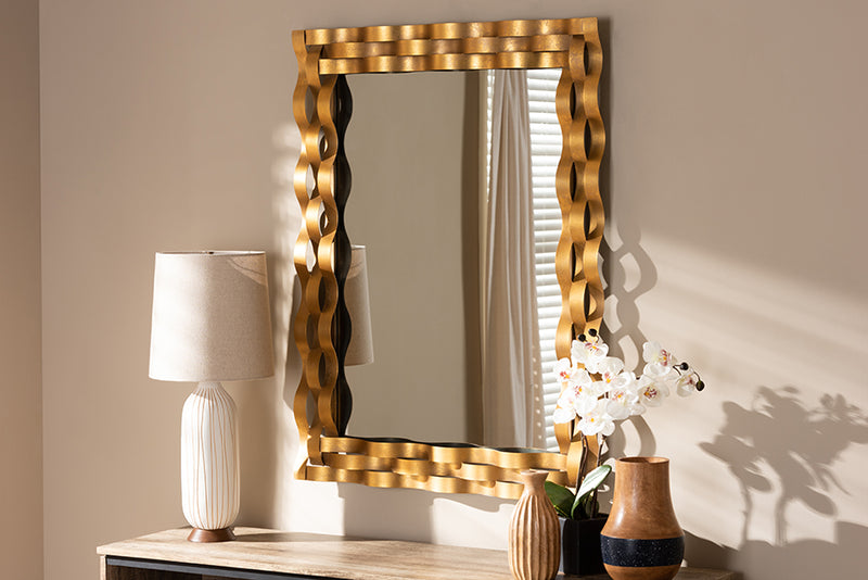 Redmond Modern and Contemporary Antique Gold Finished Rectangular Accent Wall Mirror