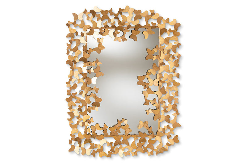 Eliava Antique Gold Finished Butterfly Accent Wall Mirror Baxton