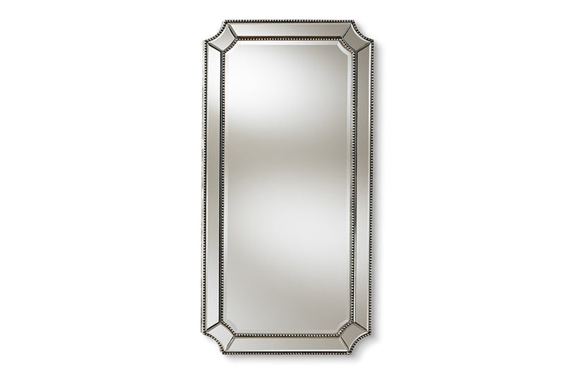 Kobe Art Deco Antique Silver Finished Accent Wall Mirror Baxton