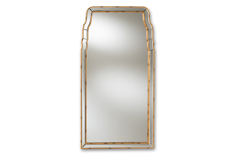 Pascha Modern and Contemporary Queen Anne Style Antique Gold Finished Accent Wall Mirror