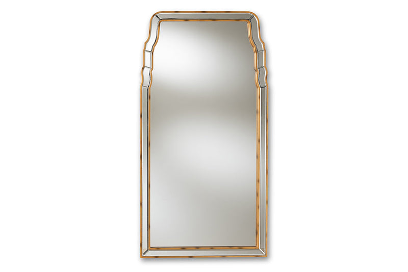 Pascha Queen Anne Style Antique Gold Finished Accent Wall Mirror Baxton