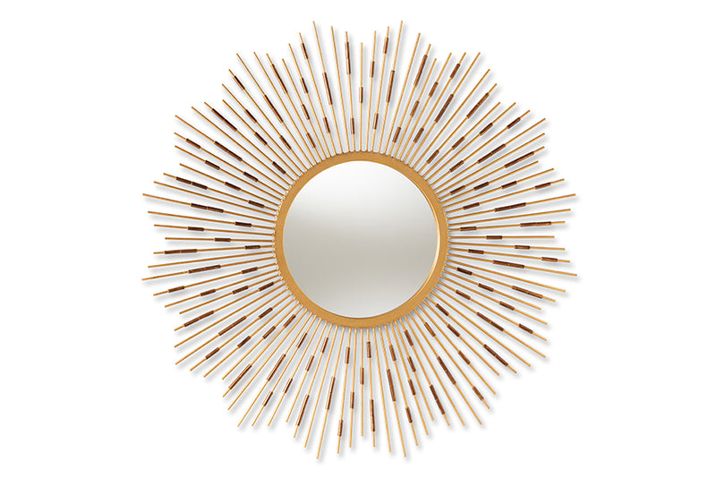 Erin Modern and Contemporary Gold Finished Sunburst Accent Wall Mirror