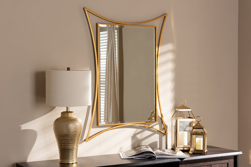 Alise Modern and Contemporary Antique Gold Finished Rectangular Accent Wall Mirror