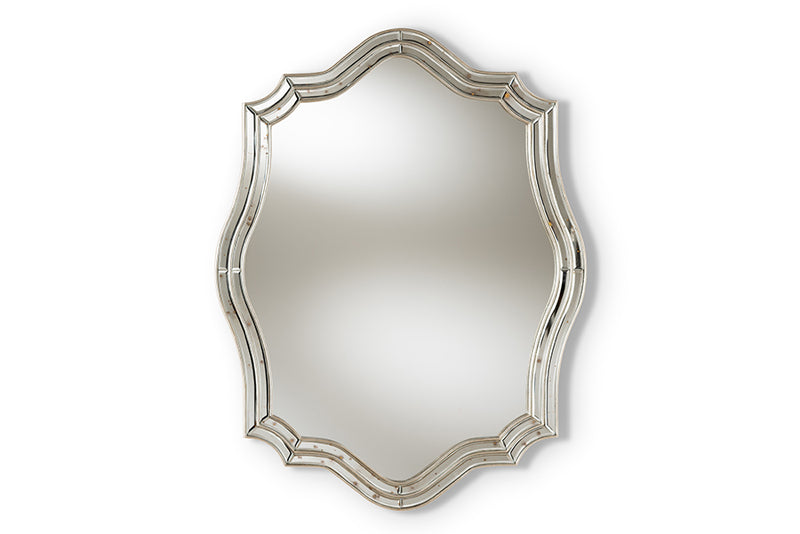 Gala Art Deco Antique Silver Finished Accent Wall Mirror