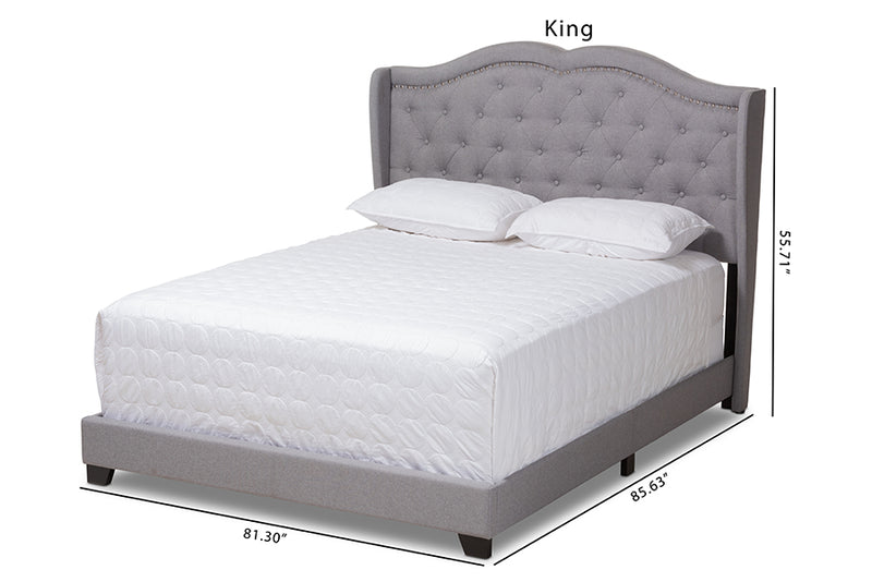 Joana Modern and Contemporary Gray Fabric Upholstered King Size Bed