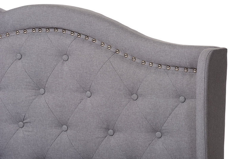 Joana Gray Fabric Upholstered Queen Size Bed Baxton