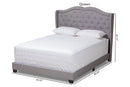 Joana Gray Fabric Upholstered Queen Size Bed Baxton