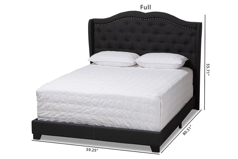 Joana Charcoal Gray Fabric Upholstered Queen Size Bed Baxton