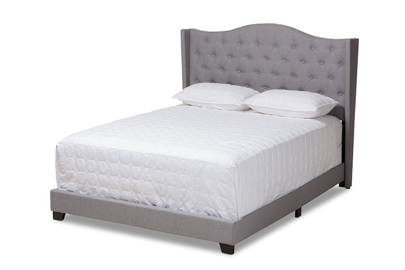 Ercilia Modern and Contemporary Gray Fabric Upholstered King Size Bed