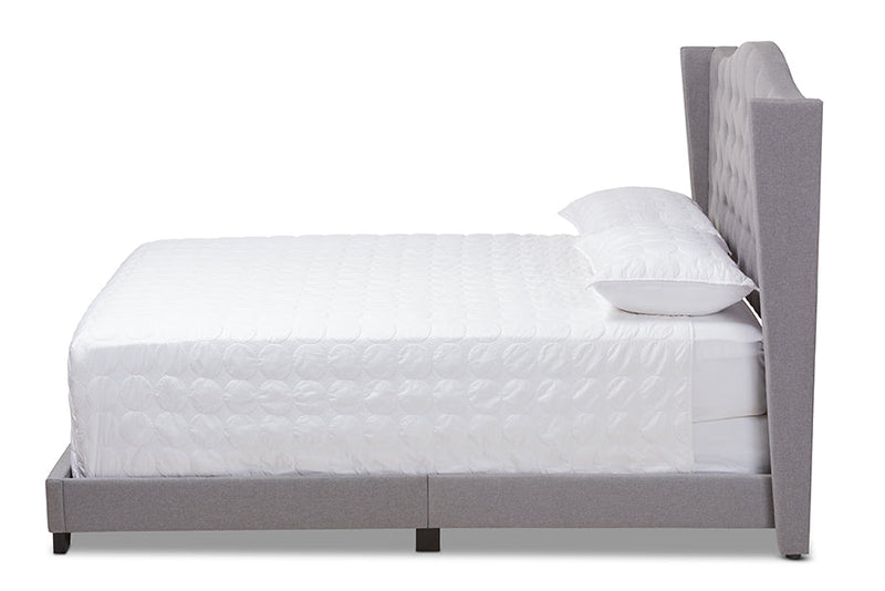 Ercilia Gray Fabric Upholstered King Size Bed Baxton