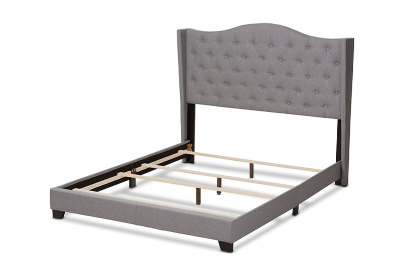 Ercilia Gray Fabric Upholstered King Size Bed Baxton