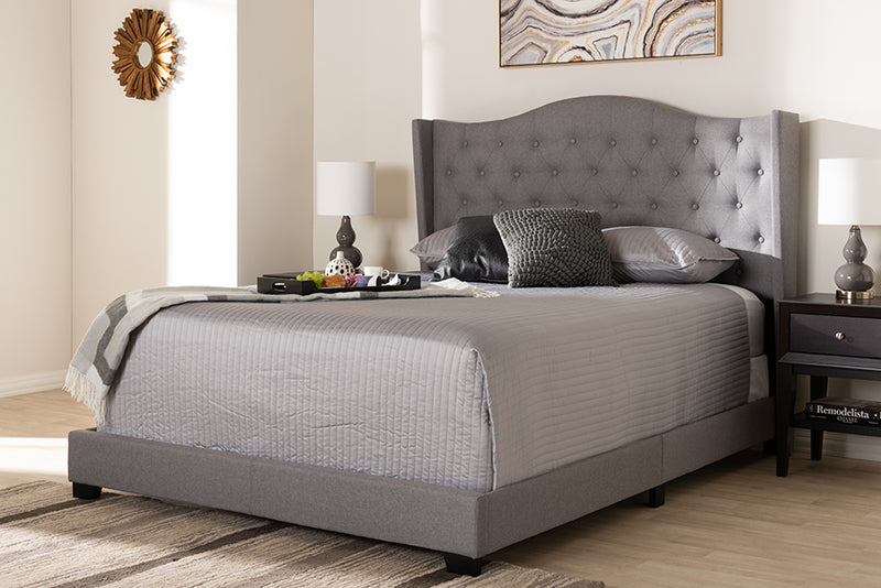 Ercilia Modern and Contemporary Gray Fabric Upholstered King Size Bed