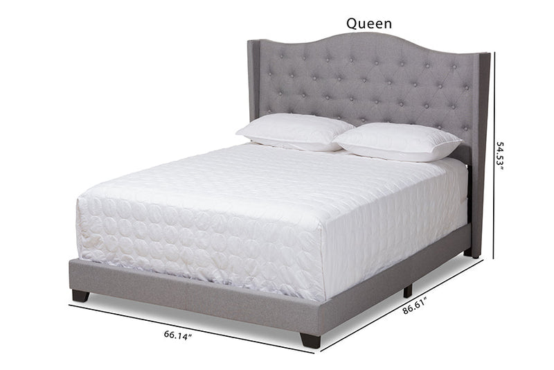 Ercilia Gray Fabric Upholstered King Size Bed Baxton
