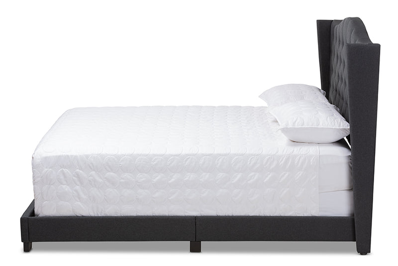 Ercilia Modern and Contemporary Charcoal Gray Fabric Upholstered Queen Size Bed