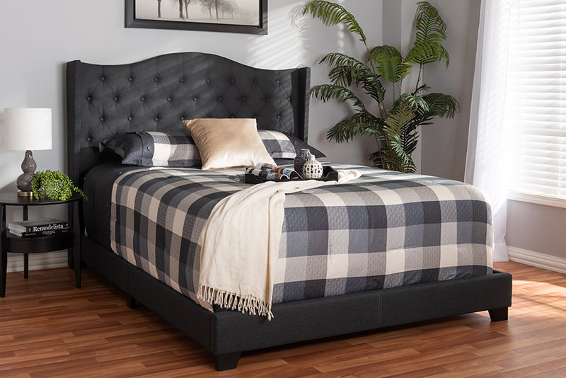 Ercilia Modern and Contemporary Charcoal Gray Fabric Upholstered Queen Size Bed