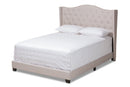 Ercilia Beige Fabric Upholstered Queen Size Bed Baxton