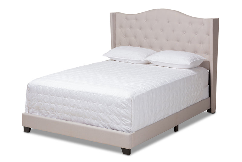 Ercilia Modern and Contemporary Beige Fabric Upholstered King Size Bed