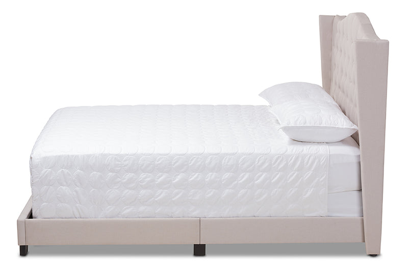 Ercilia Modern and Contemporary Beige Fabric Upholstered King Size Bed