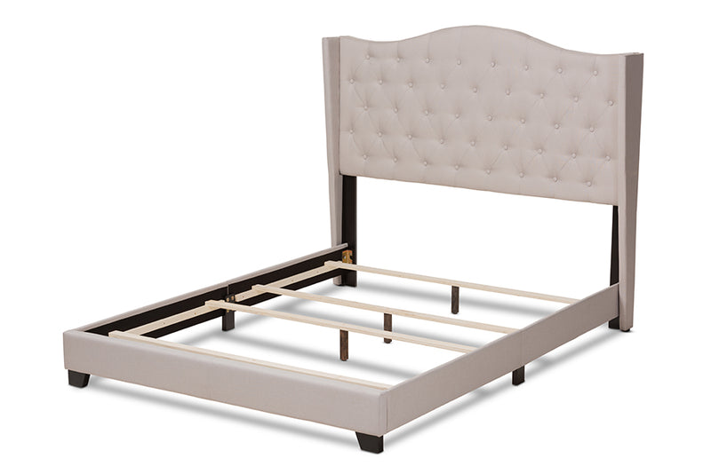 Ercilia Modern and Contemporary Beige Fabric Upholstered King Size Bed