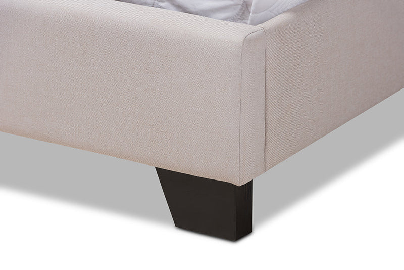 Ercilia Beige Fabric Upholstered Queen Size Bed Baxton