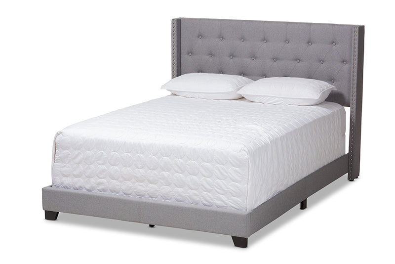 Linda Modern and Contemporary Light Gray Fabric Upholstered Queen Size Bed