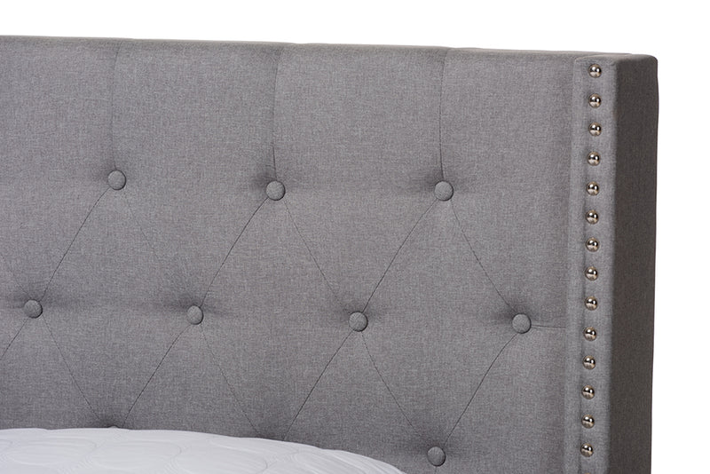 Linda Modern and Contemporary Light Gray Fabric Upholstered Queen Size Bed