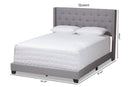 Linda Light Gray Fabric Upholstered Queen Size Bed Baxton