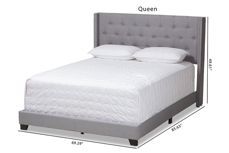 Linda Modern and Contemporary Light Gray Fabric Upholstered Queen Size Bed