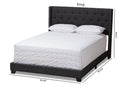 Linda Charcoal Gray Fabric Upholstered Queen Size Bed Baxton