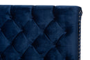 Landen Luxe and Glamour Navy Velvet Upholstered Queen Size Bed Baxton