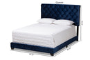 Landen Luxe and Glamour Navy Velvet Upholstered King Size Bed Baxton
