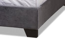 Landen Luxe and Glamour Dark Gray Velvet Upholstered Queen Size Bed Baxton