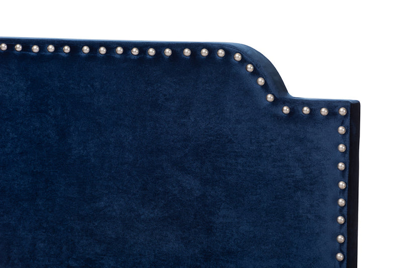 Greta Luxe and Glamour Navy Velvet Upholstered King Size Bed Baxton