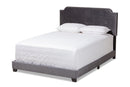 Greta Luxe and Glamour Dark Gray Velvet Upholstered Queen Size Bed Baxton
