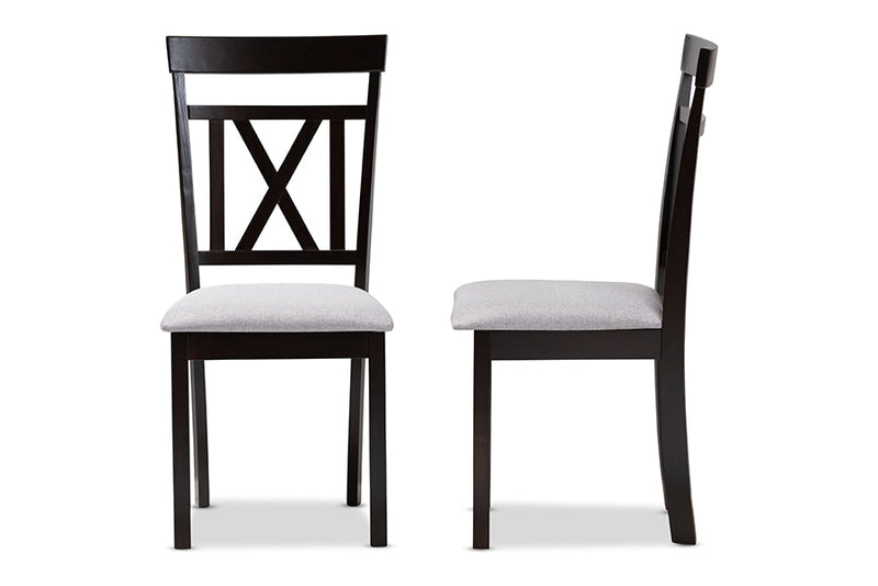 Milagra Gray Fabric Espresso Brown Finished Dining Chair Set of 2 Baxton