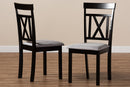 Milagra Gray Fabric Espresso Brown Finished Dining Chair Set of 2 Baxton
