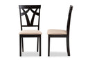 Helina Sand Fabric Upholstered and Espresso Brown Finished Dining Chair Set of 2 Baxton