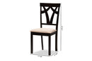 Helina Sand Fabric Upholstered and Espresso Brown Finished Dining Chair Set of 2 Baxton