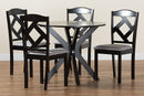 Tabanan Gray Fabric Upholstered and Dark Brown 5-Piece Dining Set Baxton