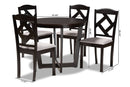 Rylie Gray Fabric Upholstered and Dark Brown 5-Piece Dining Set Baxton