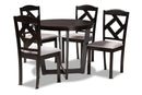 Rylie Gray Fabric Upholstered and Dark Brown 5-Piece Dining Set Baxton
