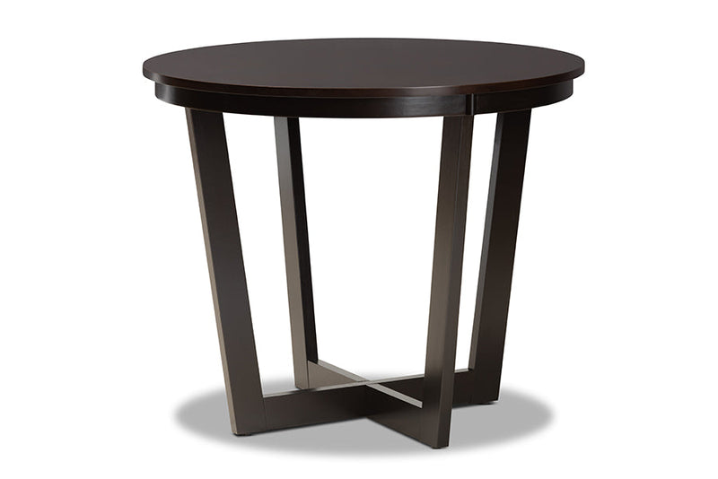 Rylie Gray Fabric Upholstered and Dark Brown 5-Piece Dining Set Baxton