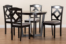 Rylie Gray Fabric Upholstered and Dark Brown 5-Piece Dining Set Baxton