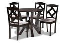 Ibiza Gray Fabric Upholstered and Dark Brown 5-Piece Dining Set Baxton