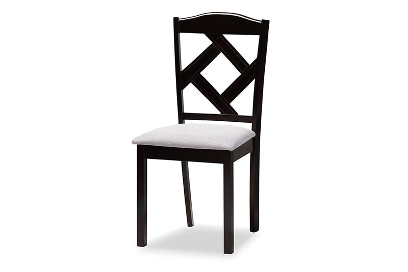 Ibiza Gray Fabric Upholstered and Dark Brown 5-Piece Dining Set Baxton