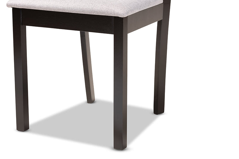 Ibiza Gray Fabric Upholstered and Dark Brown 5-Piece Dining Set Baxton