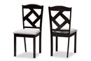 Emiko Gray Fabric Upholstered and Espresso Brown Finished Dining Chair Set of 2 Baxton