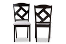 Emiko Gray Fabric Upholstered and Espresso Brown Finished Dining Chair Set of 2 Baxton